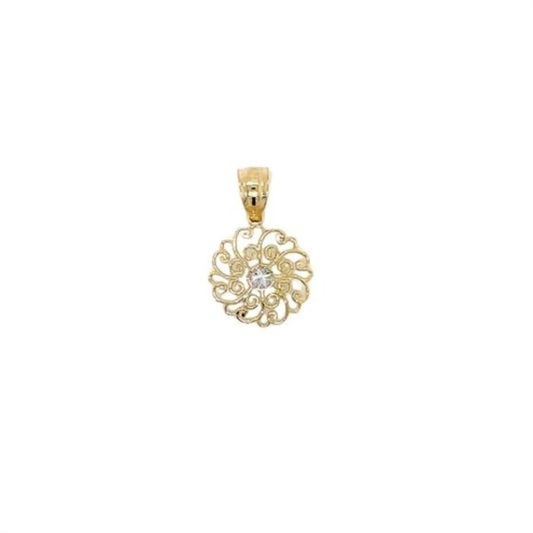 14K Yellow & White Gold Diamond Cut Francis Baker House Gate Pendant