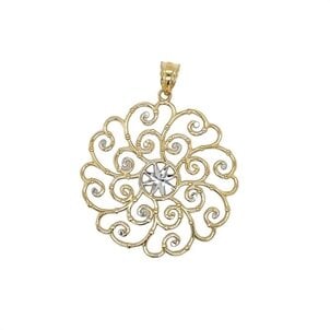 14K Yellow & White Gold Diamond Cut Francis Baker House Gate Pendant