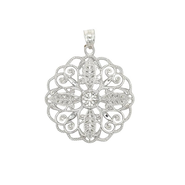 Sterling Silver Diamond Cut Secret Garden Gate Pendant