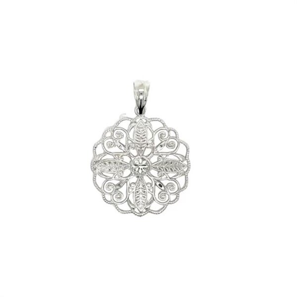 Sterling Silver Diamond Cut Secret Garden Gate Pendant