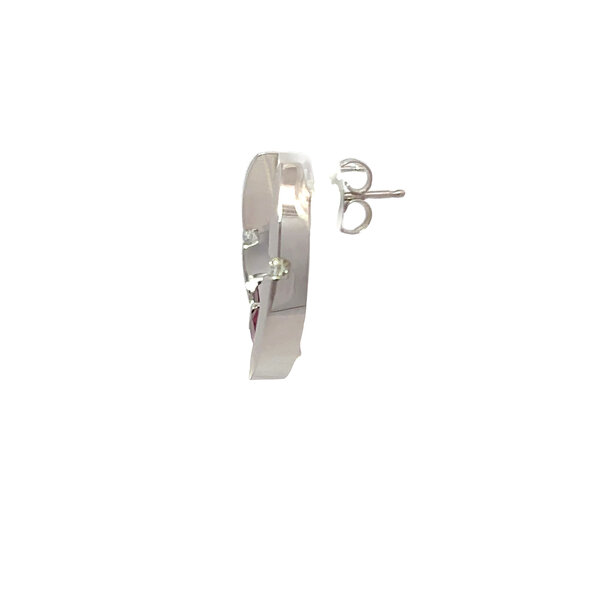 14K White Gold Estate .50ct Garnet & .06ct Dia Crescent Moon Post Earrings