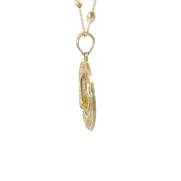 14K Yellow Gold Charleston Sweetgrass Basket Disc Charm