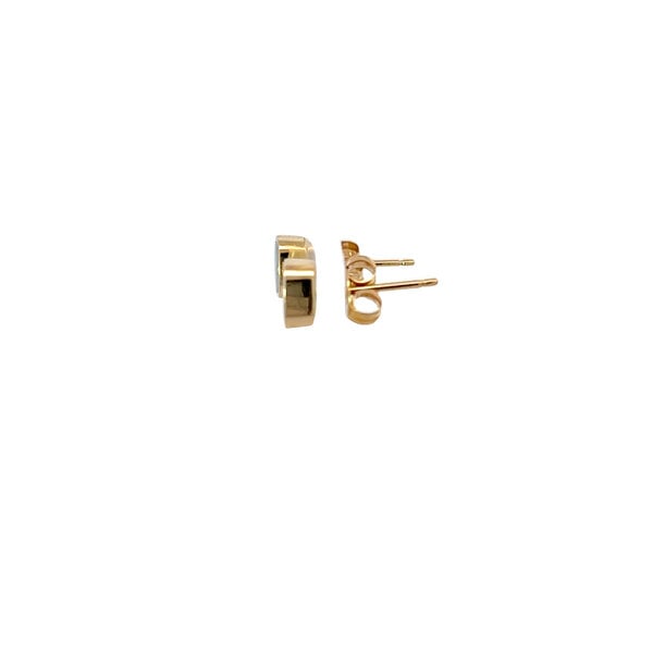 14K Yellow Gold .67ct Square Bezel Australian Opal Post Earrings