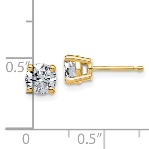 14K Yellow Gold 1.25ct Round Moissanite Stud Earring