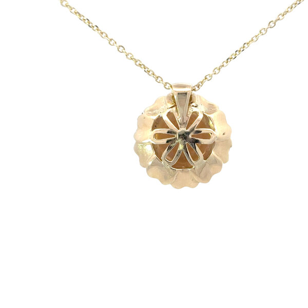 14K Yellow Gold GC Original Diamond-Cut .06ct Lab Diamond Camellia Pendant Small