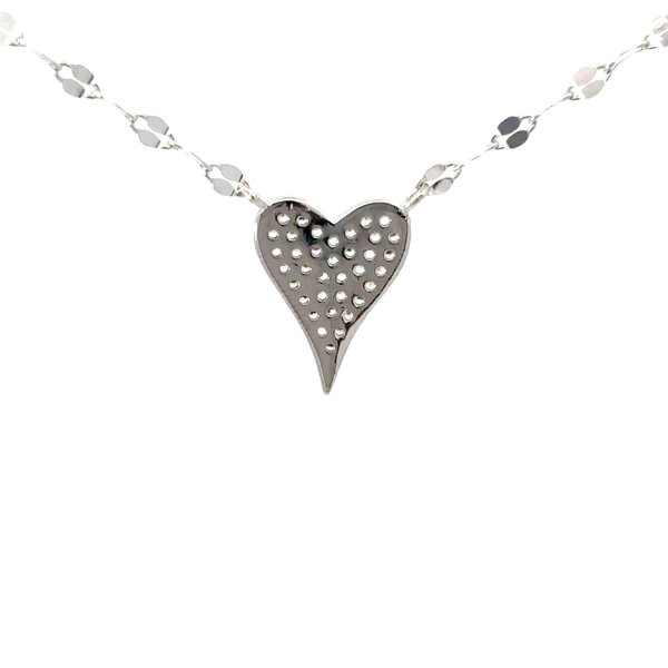 Sterling Silver Cubic Zirconia Heart Split Mirror Chain Necklace 16"-18" Adjustable