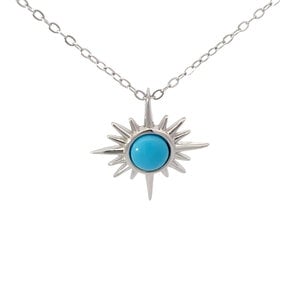 SS Turquoise Starburst Necklace 16"-18" ADJ