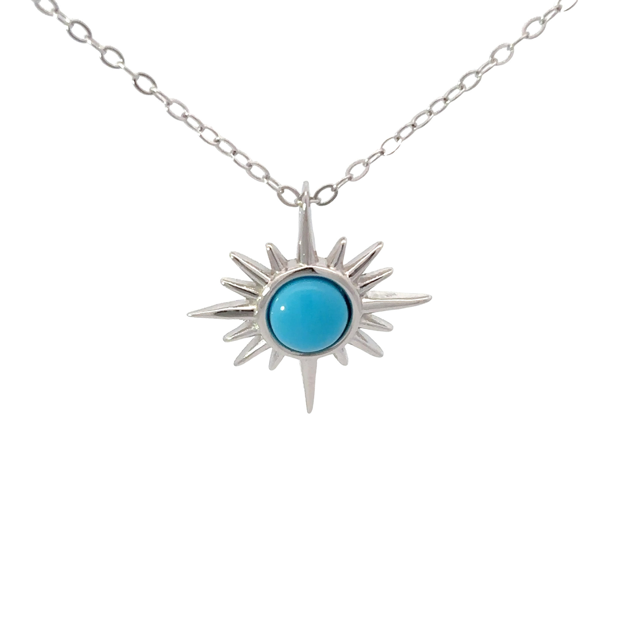 SS Turquoise Starburst Necklace 16