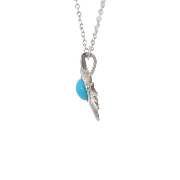 Sterling Silver Turquoise Starburst Necklace 16"-18" Adjustable