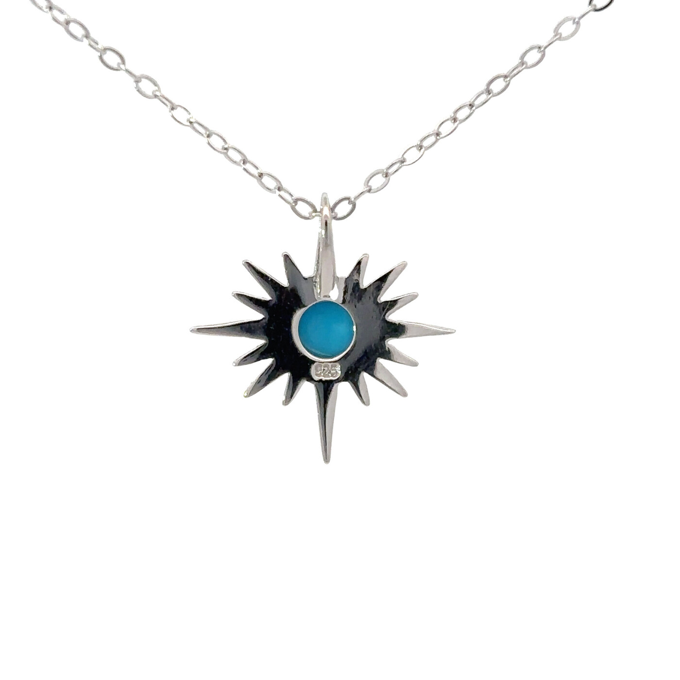 SS Turquoise Starburst Necklace 16 SS Turquoise Starburst Necklace 16