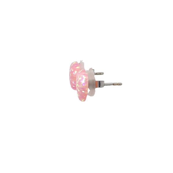 Sterling Silver Pink Opal 10x10mm Heart Post Earrings