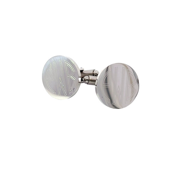 Sterling Silver Cuff Links with Machine Engarving