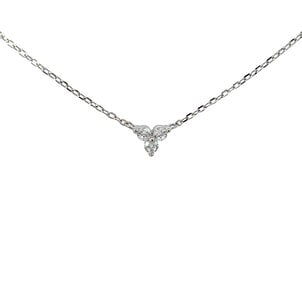 SS 3 CZ Trio Style Split Chain Necklace 16"-18" ADJ