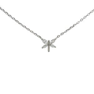 SS CZ Dragonfly Split Chain Necklace 16"-18" ADJ