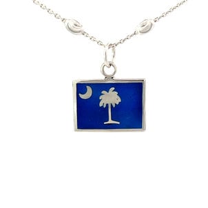 SS Blue Enamel Palmetto & Moon Charm 22x18mm