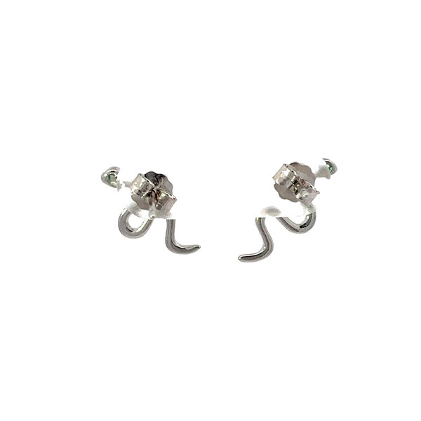 Sterling Silver Textured 16mm Green Cubic Zirconia Snake Post Earrings