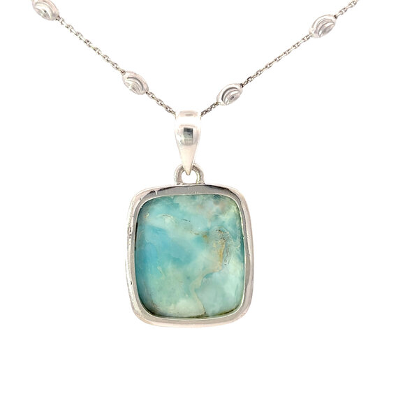 Sterling Silver 24x21mm Square Larimar Pendant