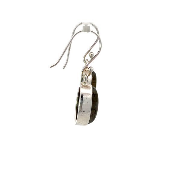 Sterling Silver Oval 11mm Labradorite Dangle Earrings