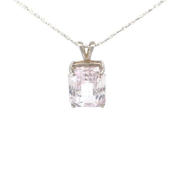 Sterling Silver 18.5ct Radiant Cut Kunzite Pendant