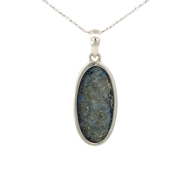 Sterling Silver 31x16mm Blue Lapis Pendant