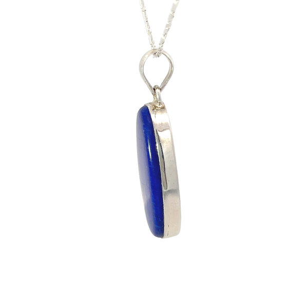 Sterling Silver 31x16mm Blue Lapis Pendant