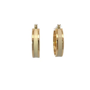 14KY 25x5mm White Enamel Hoops