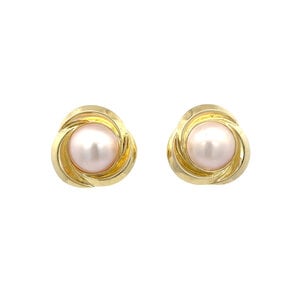 14KY 1970's 15mm Mabe Pearl Omega Post Earrings