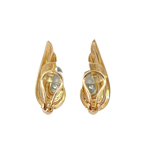 14K Yellow Gold 1980's .20ct Diamond Wing Climber Omega Post Earrings