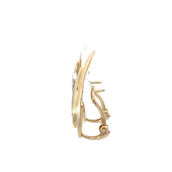 14K Yellow Gold 1980's .20ct Diamond Wing Climber Omega Post Earrings