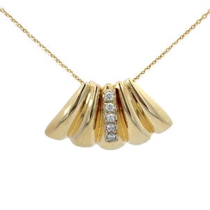 14KY 1970's-80's .30ct Dia Structural Necklace 20x33mm 18"