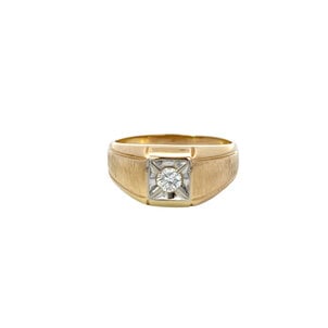 Sale 14KYW Gold 1960's .25ct Dia Polished/Brush Finished Ring Sz 10.25