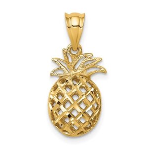 14KY Diamond Cut 3D Pineapple