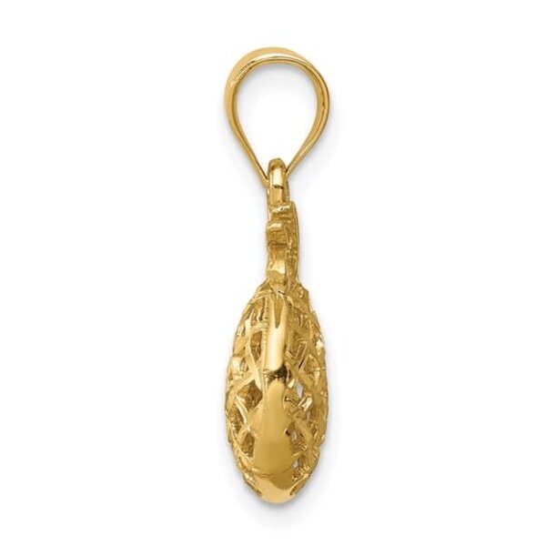 14K Yellow Gold Diamond Cut 3D Pineapple Charm
