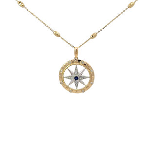 14KYW .13ct Dia .06ct Sapp Compass PD