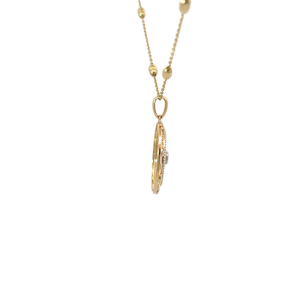 14K Yellow and White Gold .13ct Diamond  .06ct Sapphire Compass Pendant