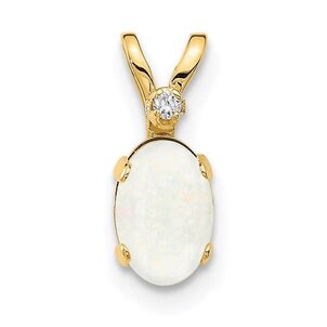 14KY .30ct Oval Ethiopian Opal & .08ct Dia Pendant