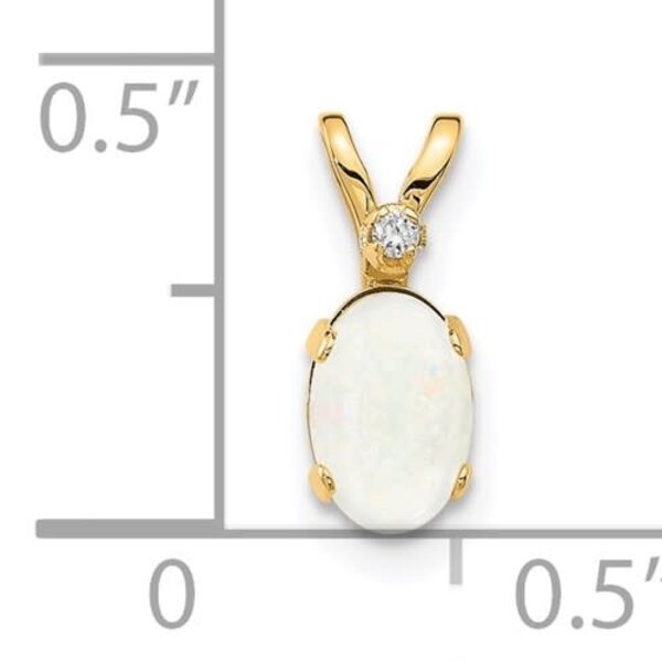 14K Yellow Gold  .30ct Oval Ethiopian Opal & .08ct Diamond  Pendant