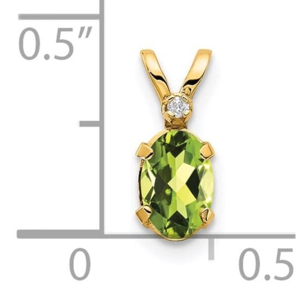 14K Yellow Gold .45ct Oval Peridot & .08ct Diamond Pendant