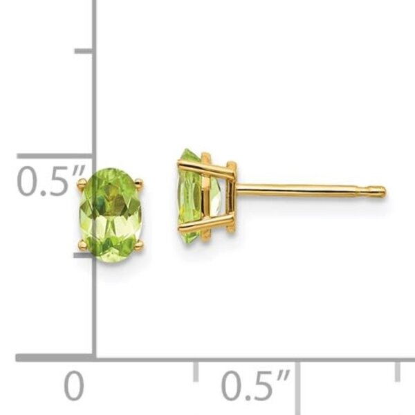 14K Yellow Gold .90ct Oval Peridot Post Earrings