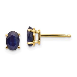 14KY 1.36ct Oval Blue Sapphire Post Earrings