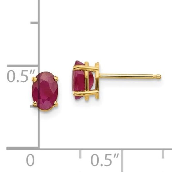 14K Yellow Gold 1.26ct Oval Ruby Post Earrings