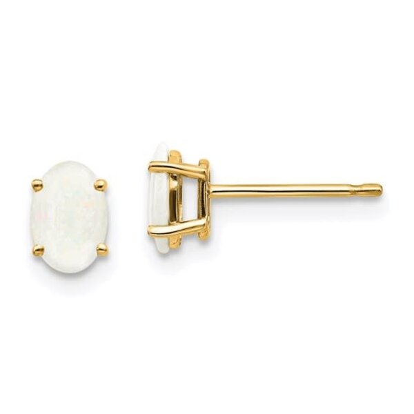 14K Yellow Gold .60ct Oval Ethiopian Opal Post Earrings