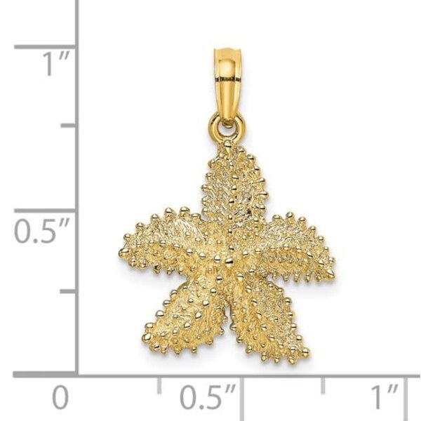 14K Yellow Gold Beaded Starfish Pendant 18x24mm