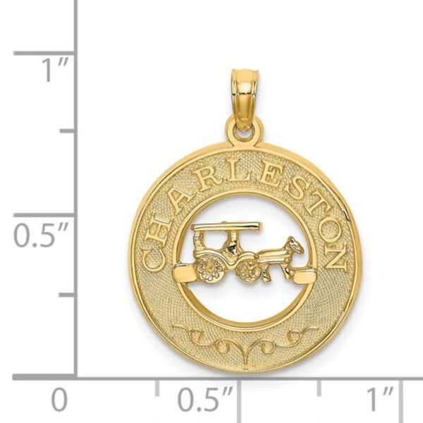 14K Yellow Gold Charleston Horse & Carriage Disc Charm