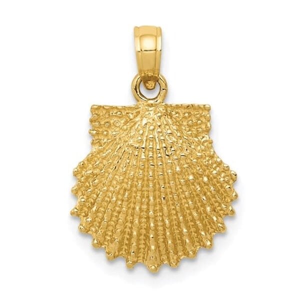 14K Yellow Gold Textured Scallop Shell Charm 20x14mm