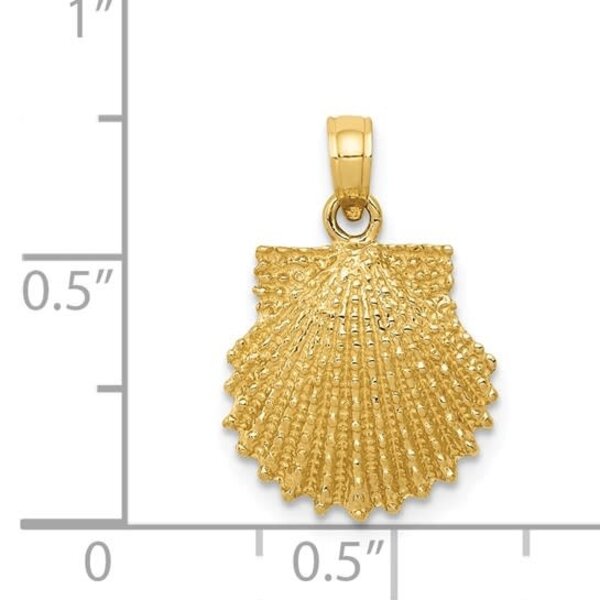 14K Yellow Gold Textured Scallop Shell Charm 20x14mm