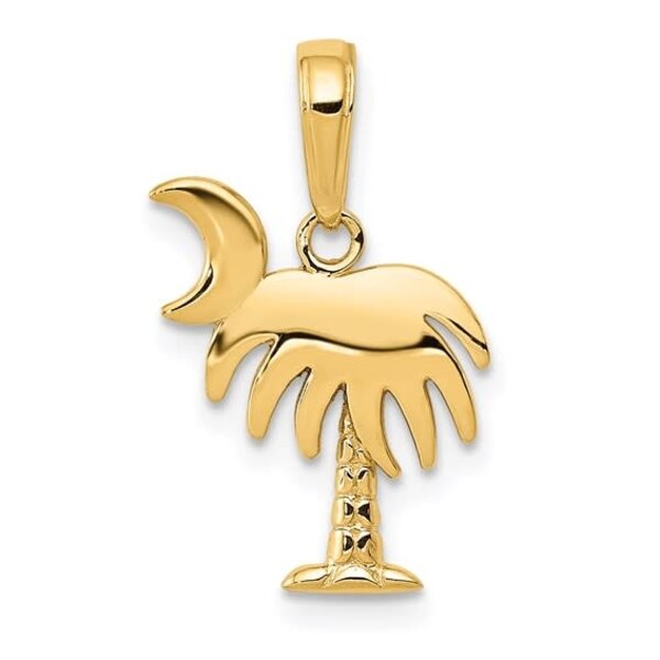 14K Yellow Gold 17x12mm Polished Palm & Moon Charm