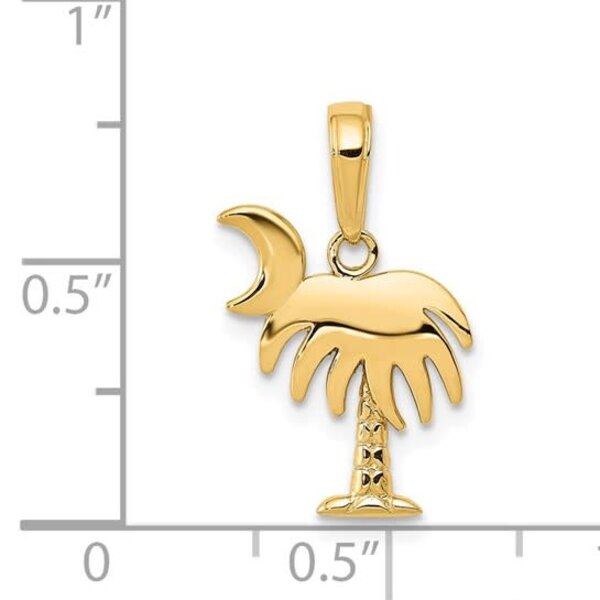 14K Yellow Gold 17x12mm Polished Palm & Moon Charm