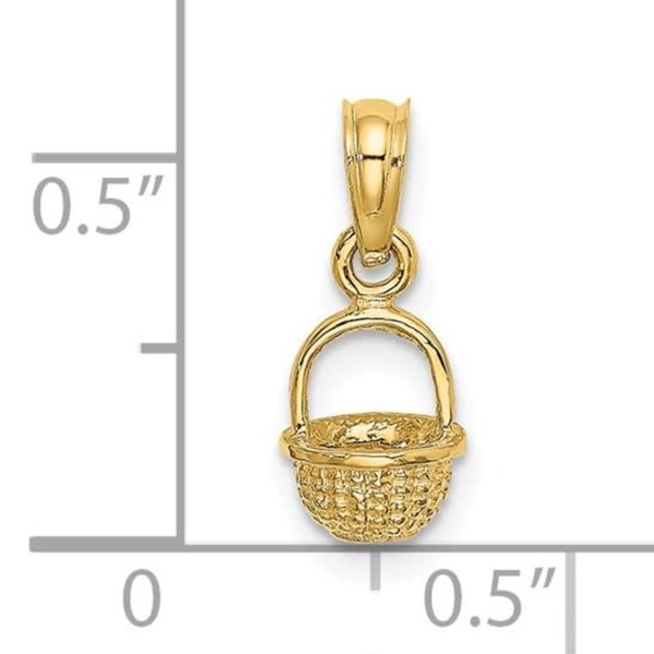 14K Yellow Gold 8X6.5mm Mini 3-D Sweetgrass Basket Charm