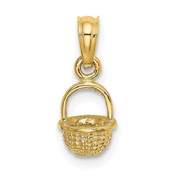 14K Yellow Gold 8X6.5mm Mini 3-D Sweetgrass Basket Charm